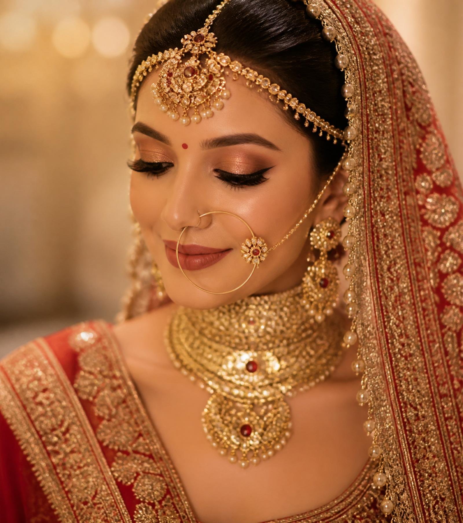 Bride with HD bridal makeup by Adamma International Delhi NCR